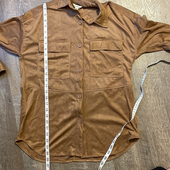 Max Studio Vicuna Brown Faux Suede Shacket Button Front size XS - Picture 13 of 14